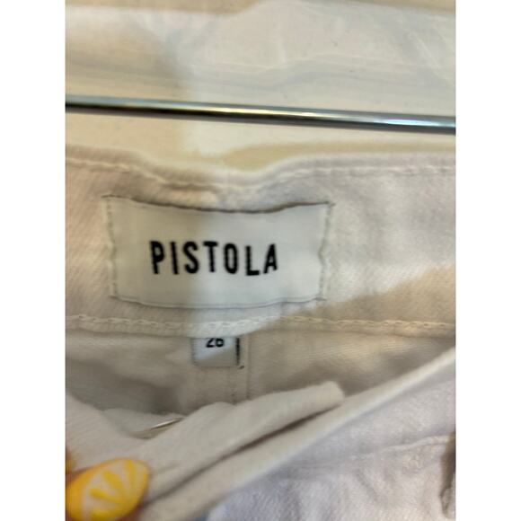 Pistola Denim Straight Leg Sz 26 White High Rise Distressed Tapered Mom Jeans - Picture 3 of 5